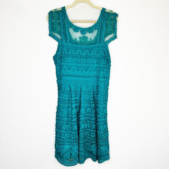 NWT Anthropologie Yoana Baraschi New Light Embroidered Teal Turquoise Dress 14 - Picture 16 of 16